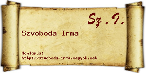 Szvoboda Irma névjegykártya