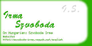 irma szvoboda business card